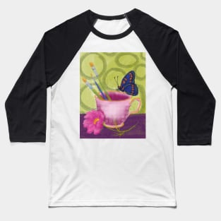 Butterfly Teacup Baseball T-Shirt